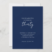 Invitation Navy Blue Modern Thirty Photo Birthday Party (Devant)