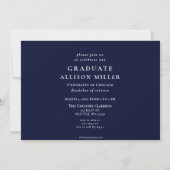 Invitation Navy Blue Modern Typographie Photo Graduation Part (Dos)