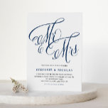 Invitation Navy Blue Mrs & Mrs Rustic Script QR Code Mariage<br><div class="desc">Ce faire-part de mariage bleu marine personnalisable allie élégance rustique et confort moderne. Avec "M. et Mme" en belle calligraphie rustique. Le code QR inclus permet aux clients d'accéder facilement aux détails de votre mariage ou numériquement RSVP, offrant une expérience transparente pour tous. Personnalisez ce faire-part de mariage bleu marine...</div>
