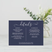 Invitation Navy Blue Nautcial Mariage Détails Information (Debout devant)