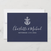 Invitation Navy Blue Nautcial Mariage Détails Information (Dos)