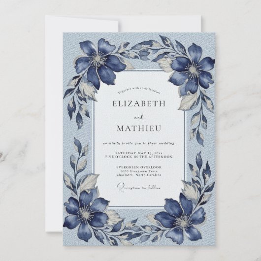 Invitation Navy Blue Noble Winter Wedding (Devant)