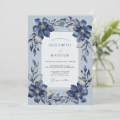 Invitation Navy Blue Noble Winter Wedding (Debout devant)