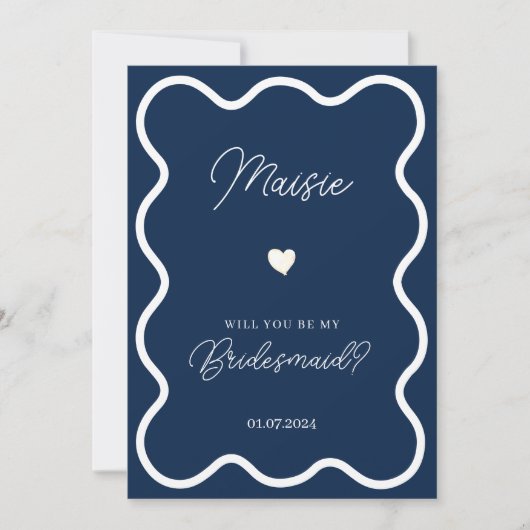 Invitation navy blue ondulé serez-vous ma proposition de demo (Devant)