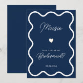 Invitation navy blue ondulé serez-vous ma proposition de demo (Devant / Derrière)