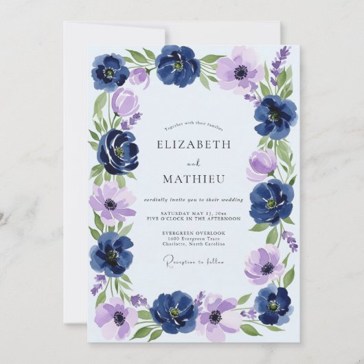 Invitation Navy Blue Opulent Spring Wedding (Devant)
