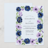 Invitation Navy Blue Opulent Spring Wedding (Devant / Derrière)