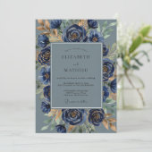 Invitation Navy Blue Opulent Winter Wedding (Debout devant)