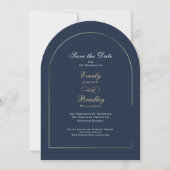 Invitation Navy Blue Or Arch Blanc Save the Date Mariage (Devant)