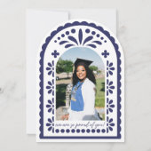Invitation Navy Blue Papel Picado Talavera Photo Graduation (Dos)