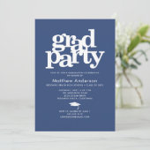 Invitation Navy Blue Photo Grad Party Bold Typographie minima (Debout devant)