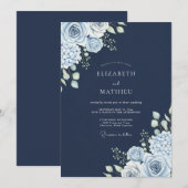 Invitation Navy Blue Polar Winter Wedding (Devant / Derrière)