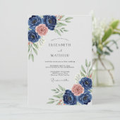 Invitation Navy Blue Refined Botanical Wedding (Debout devant)