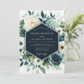 Invitation Navy Blue Refined Winter Wedding (Debout devant)
