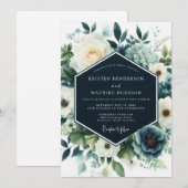 Invitation Navy Blue Refined Winter Wedding (Devant / Derrière)