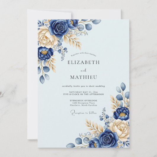 Invitation Navy Blue Resplendent Winter Wedding (Devant)