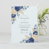 Invitation Navy Blue Resplendent Winter Wedding (Debout devant)