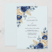 Invitation Navy Blue Resplendent Winter Wedding (Devant / Derrière)