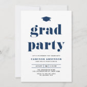 Invitation Navy Blue Retro Bold Typographie Parti de graduati (Devant)