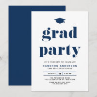 Navy Blue Retro Bold Typographie Parti de graduati