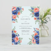 Invitation Navy Blue Romantic Spring Wedding (Debout devant)