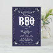 Invitation Navy Blue Rustic Anniversaire de fête BBQ (Debout devant)