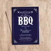 Invitation Navy Blue Rustic Anniversaire de fête BBQ