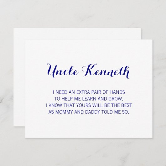 Invitation Navy Blue Serez-Vous Ma Proposition De Parrain (Devant / Derrière)