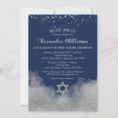 Invitation Navy Blue Silver Bar Mitzvah (Devant)