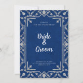 Invitation Navy Blue Silver Botanical Snowflake Winter (Devant)
