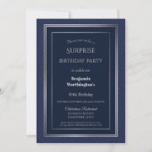 Invitation Navy Blue Silver Surprise 30e fête d'anniversaire (Devant)