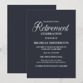 Invitation Navy Blue Simple Elegant Retraite Party (Devant / Derrière)