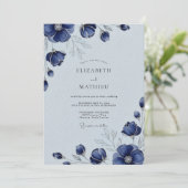 Invitation Navy Blue Sophisticated Winter Wedding (Debout devant)