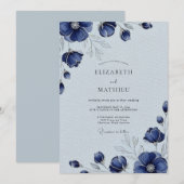Invitation Navy Blue Sophisticated Winter Wedding (Devant / Derrière)