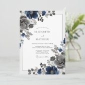 Invitation Navy Blue Stately Winter Wedding (Debout devant)