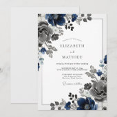 Invitation Navy Blue Stately Winter Wedding (Devant / Derrière)