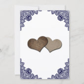 Invitation Navy Blue Sunflower Floral Lace Rustic Wedding (Dos)