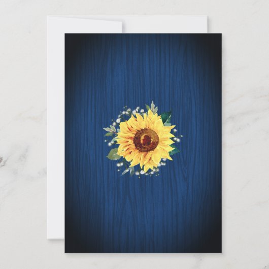 Invitation Navy Blue Sunflower Lights Rustic Wedding (Dos)