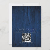 Invitation Navy Blue Sunflower Rustic Budget QR Code Wedding (Dos)
