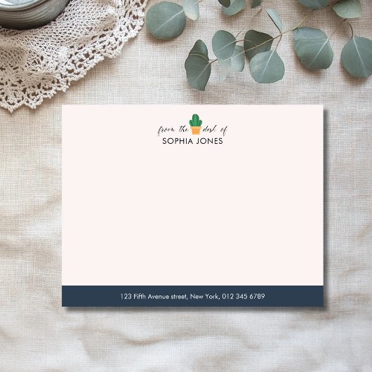 Invitation Navy Blue Timeless Cactus Stationery Note Card