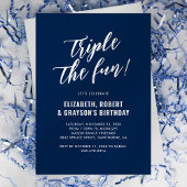 Invitation Navy Blue Triple La Fun Joint Anniversaire
