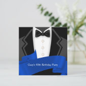 Invitation Navy Blue Tuxedo Mans 40e anniversaire (Debout devant)