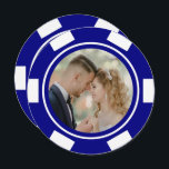 Invitation Navy Blue Vegas Poker Chip Mariage Elopement Party<br><div class="desc">Éblouissez vos amis et votre famille en leur envoyant ces puces de poker bleu marine et blanc mariage photo elopement invitations faire-part/fête. Ils attendent avec impatience de se joindre à vous pour cette fête inoubliable !</div>