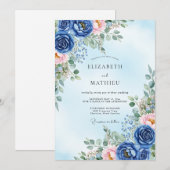 Invitation Navy Blue Verdant Spring Wedding (Devant / Derrière)