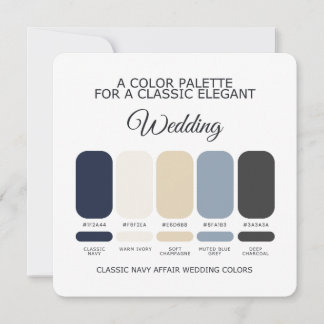 Invitation Navy Blue Wedding Color Palette Classic Elegant