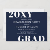 Invitation Navy Blue White Bold Typographie Parti de graduati (Devant)