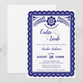 Invitation Navy Blue & White Cielito Lindo Talave Baby Shower (Devant / Derrière)