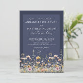 Invitation Navy Blue Wildflower Floral Wedding (Debout devant)