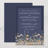Invitation Navy Blue Wildflower Floral Wedding (Devant / Derrière)
