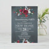 Invitation Navy Blue Winter Rustic Floral House Party (Debout devant)